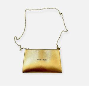 Dolce & Gabbana The One Beauty Gold Clutch w/ Gold Metal Chain 10” X 6” NEW